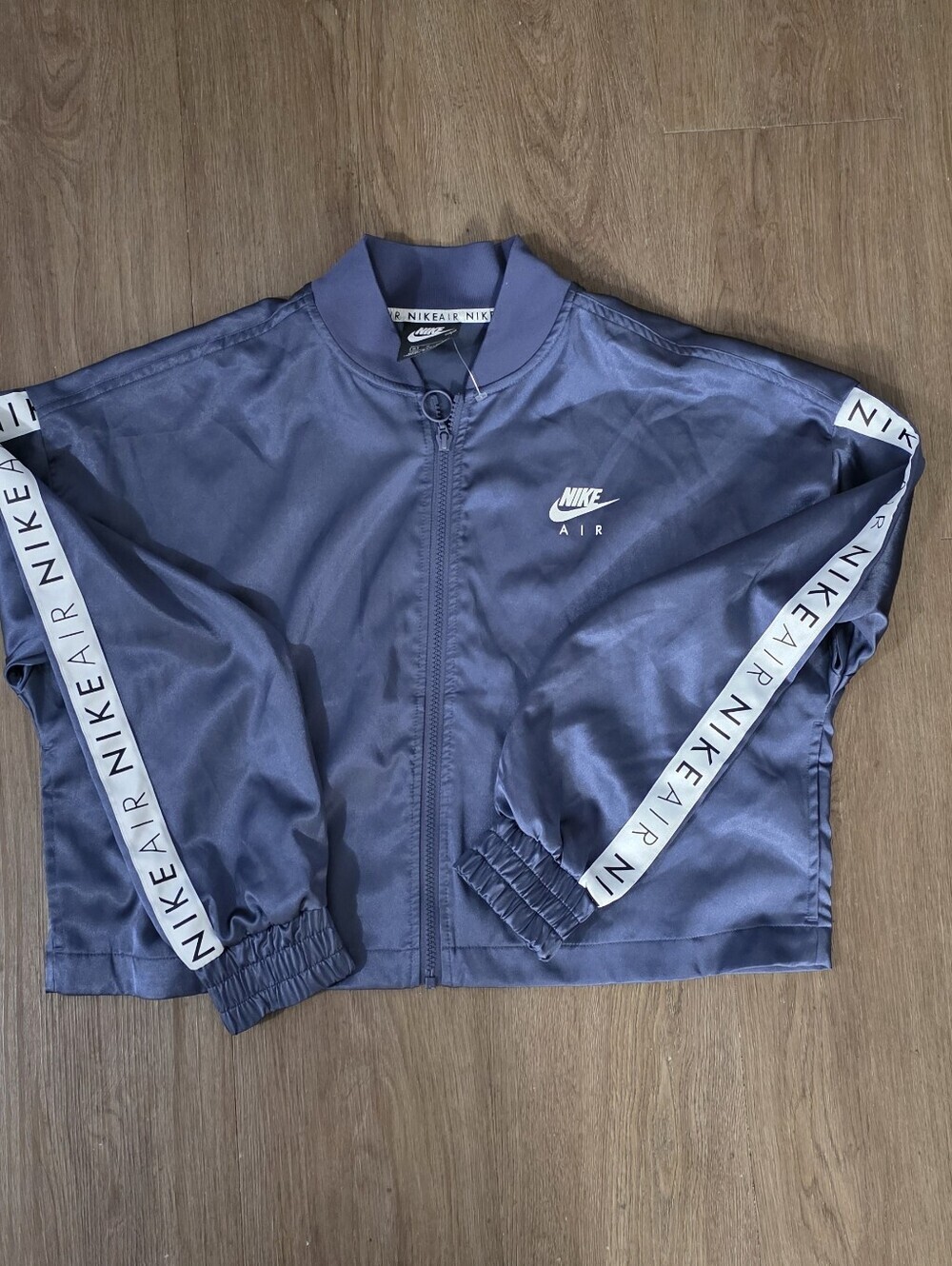 Nike Navy Blue Zip Jacket with White NIKEAIR Branded Tape